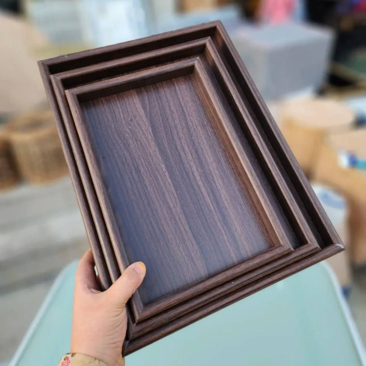 طقم صواني خشب MDF 3 قطعة ✨🪵